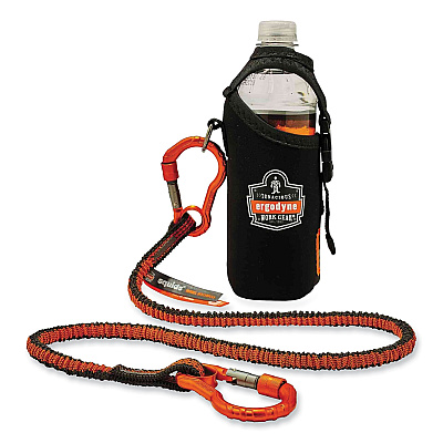ergodyne Squids 3110F(x) Tool Lanyard with Aluminum Carabiners, 10 lb Max Working Capacity, 38" to 48" Long, Orange/Gray (EGO19822)