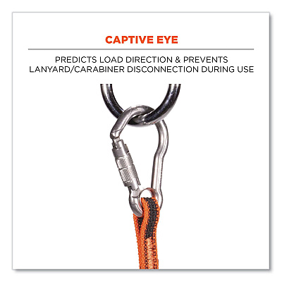ergodyne Squids 3111F(x) Tool Lanyard with Stainless Steel Carabiners,15 lb Max Working Capacity, 38" to 48" Long, Orange/Gray (EGO19823)