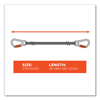 ergodyne Squids 3111F(x) Tool Lanyard with Stainless Steel Carabiners,15 lb Max Working Capacity, 38" to 48" Long, Orange/Gray (EGO19823)