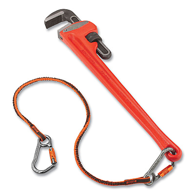 ergodyne Squids 3118F(x) Tool Lanyards with Locking Aluminum Carabiners, 15 lb Working Capacity, 38" to 48" Long, Orange/Gray (EGO19828)