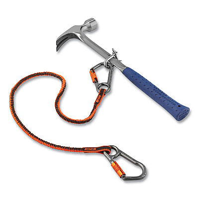 ergodyne Squids 3118F(x) Tool Lanyards with Locking Aluminum Carabiners, 15 lb Working Capacity, 38" to 48" Long, Orange/Gray (EGO19828)