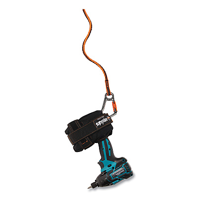ergodyne Squids 3118F(x) Tool Lanyards with Locking Aluminum Carabiners, 15 lb Working Capacity, 38" to 48" Long, Orange/Gray (EGO19828)