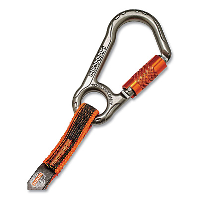 ergodyne Squids 3118F(x) Tool Lanyards with Locking Aluminum Carabiners, 15 lb Working Capacity, 38" to 48" Long, Orange/Gray (EGO19828)