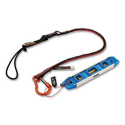 ergodyne Squids 3102F(x) Tool Lanyard with Aluminum Carabiner + Cinch-Loop, 5 lb Max Working Capacity, 38" to 48", Orange/Gray (EGO19864)