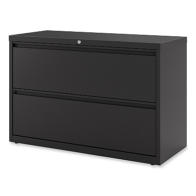 Alera Lateral File, 2 Legal/Letter-Size File Drawers, Black, 42" x 18.63" x 28" (ALEHLF4229BL)