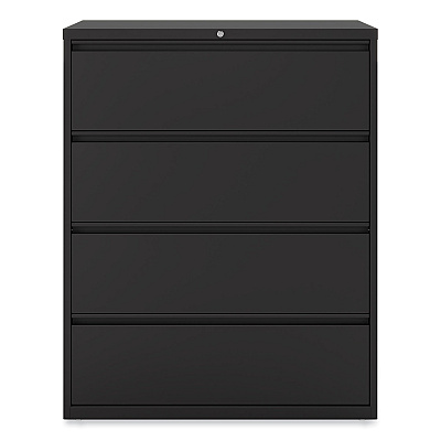Alera Lateral File, 4 Legal/Letter-Size File Drawers, Black, 42" x 18.63" x 52.5" (ALEHLF4254BL)