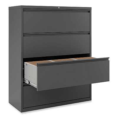 Alera Lateral File, 4 Legal/Letter/A4/A5-Size File Drawers, Charcoal, 42" x 18.63" x 52.5" (ALEHLF4254CC)