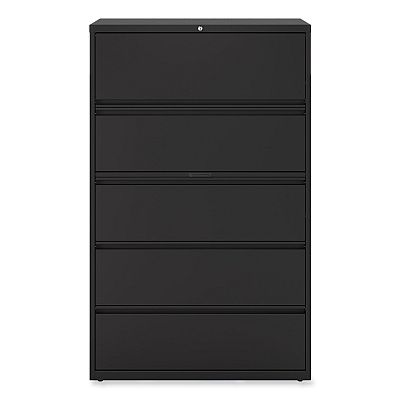 Alera Lateral File, 5 Legal/Letter/A4/A5-Size File Drawers, Black, 42" x 18.63" x 67.63" (ALEHLF4267BL)