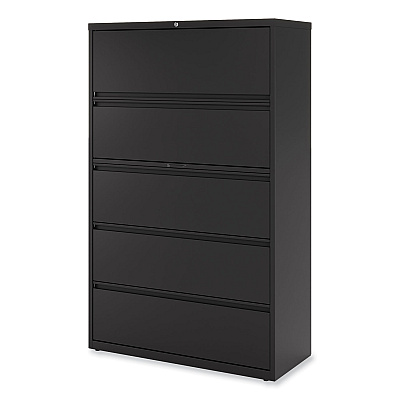 Alera Lateral File, 5 Legal/Letter/A4/A5-Size File Drawers, Black, 42" x 18.63" x 67.63" (ALEHLF4267BL)