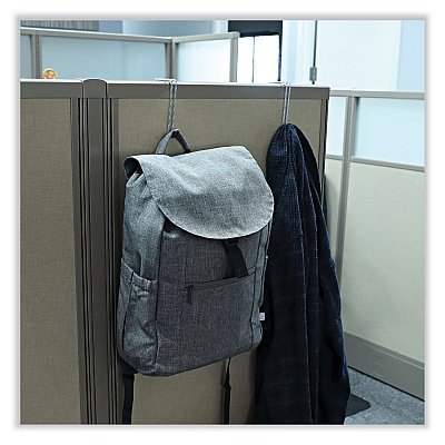 Alera Single Sided Partition Garment Hook, Steel, 0.5 x 3.13 x 4.75, Over-the-Door/Over-the-Panel Mount, Silver, 2/Pack (ALECH1SR)