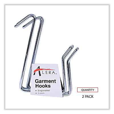 Alera Single Sided Partition Garment Hook, Steel, 0.5 x 3.13 x 4.75, Over-the-Door/Over-the-Panel Mount, Silver, 2/Pack (ALECH1SR)