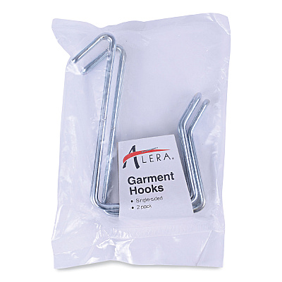 Alera Single Sided Partition Garment Hook, Steel, 0.5 x 3.13 x 4.75, Over-the-Door/Over-the-Panel Mount, Silver, 2/Pack (ALECH1SR)