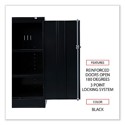 Alera Assembled 42" High Heavy-Duty Welded Storage Cabinet, Two Adjustable Shelves, 36w x 18d, Black (ALECM4218BK)