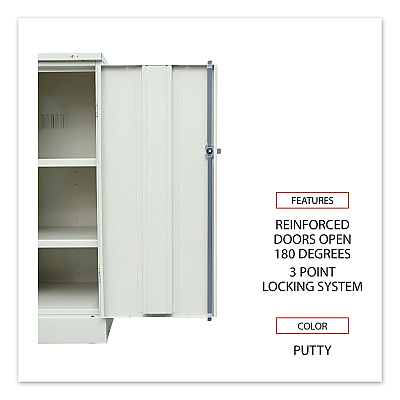 Alera Assembled 42" High Heavy-Duty Welded Storage Cabinet, Two Adjustable Shelves, 36w x 18d, Putty (ALECM4218PY)