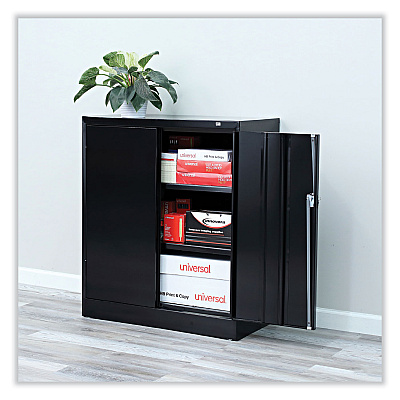 Alera Standard Assembled Storage Cabinet, 36w x 18d x 42h, Black (ALECME4218BK)