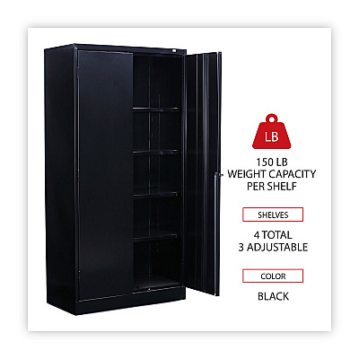 Alera Standard Assembled Storage Cabinet, 36w x 18d x 72h, Black (ALECME7218BK)