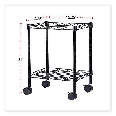 Alera Compact File Cart for Side-to-Side Filing, Metal, 1 Shelf, 1 Bin, 15.25" x 12.38" x 21", Black (ALEFW601416BL)