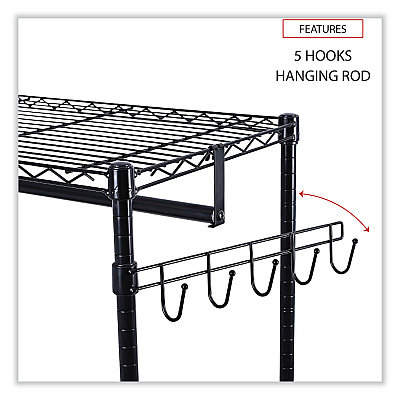 Alera Wire Shelving Garment Rack, 30 Garments, 36w x 18d x 75h, Black (ALEGR363618BL)