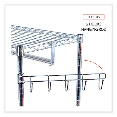 Alera Wire Shelving Garment Rack, 30 Garments, 36w x 18d x 75h, Silver (ALEGR363618SR)