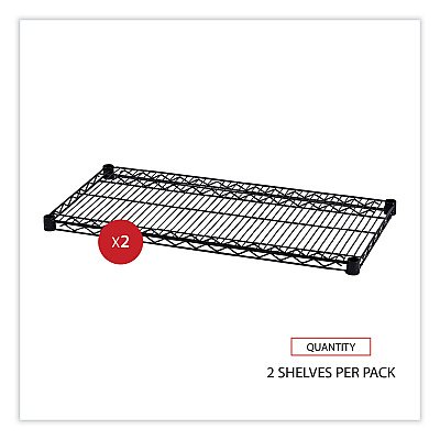Alera Industrial Wire Shelving Extra Wire Shelves, 36w x 18d, Black, 2 Shelves/Carton (ALESW583618BL)