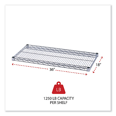 Alera Industrial Wire Shelving Extra Wire Shelves, 36w x 18d, Silver, 2 Shelves/Carton (ALESW583618SR)