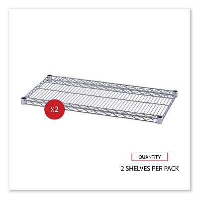 Alera Industrial Wire Shelving Extra Wire Shelves, 36w x 18d, Silver, 2 Shelves/Carton (ALESW583618SR)