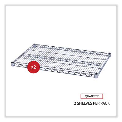 Alera Industrial Wire Shelving Extra Wire Shelves, 36w x 24d, Silver, 2 Shelves/Carton (ALESW583624SR)