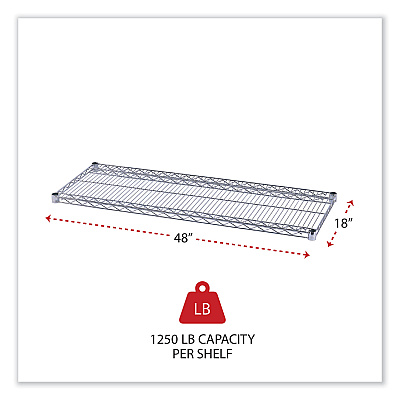 Alera Industrial Wire Shelving Extra Wire Shelves, 48w x 18d, Silver, 2 Shelves/Carton (ALESW584818SR)