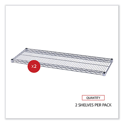 Alera Industrial Wire Shelving Extra Wire Shelves, 48w x 18d, Silver, 2 Shelves/Carton (ALESW584818SR)