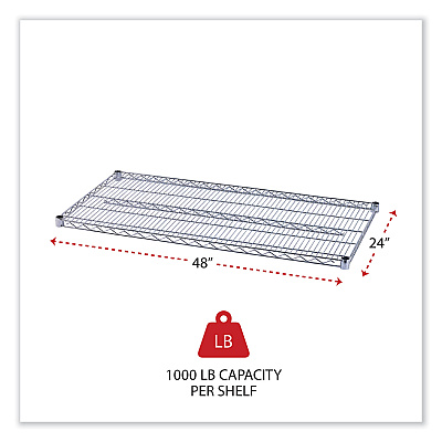 Alera Industrial Wire Shelving Extra Wire Shelves, 48w x 24d, Silver, 2 Shelves/Carton (ALESW584824SR)
