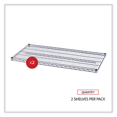 Alera Industrial Wire Shelving Extra Wire Shelves, 48w x 24d, Silver, 2 Shelves/Carton (ALESW584824SR)