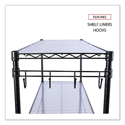 Alera 5-Shelf Wire Shelving Kit with Casters and Shelf Liners, 48w x 18d x 72h, Black Anthracite (ALESW654818BA)