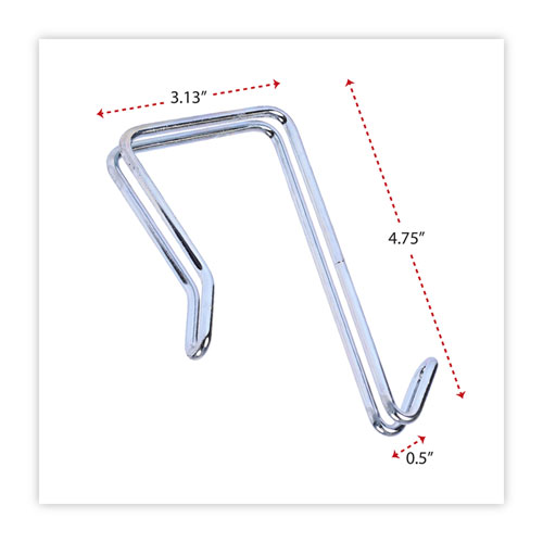 Alera Single Sided Partition Garment Hook, Steel, 0.5 x 3.13 x 4.75, Over-the-Door/Over-the-Panel Mount, Silver, 2/Pack (CH1SR)