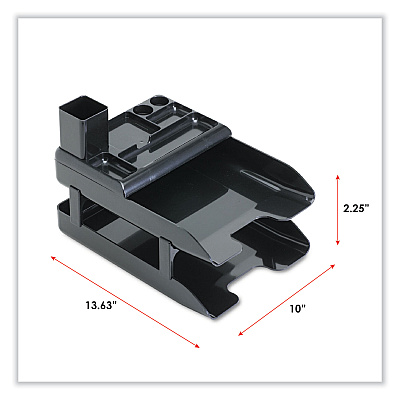 deflecto Corporate Desk Tray Set, 2 Sections, Letter to Legal Size Files, 10" x 13.63" x 2.25", Black, Set (DEF583004)