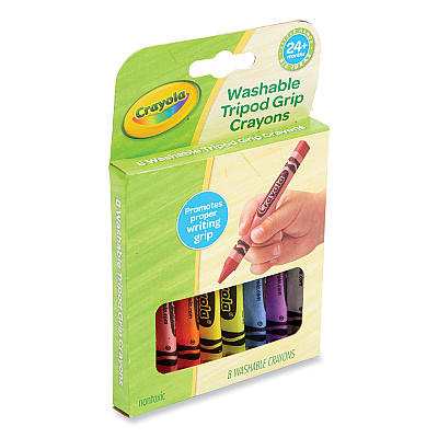 Crayola Washable Tripod Grip Crayons, Assorted Colors, 8/Pack (CYO811460)