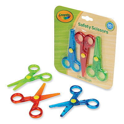 Crayola Safety Scissors, Rounded Tip, Straight Assorted Color Handles, 3/Pack (CYO811458)
