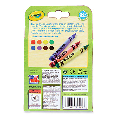 Crayola Washable Tripod Grip Crayons, Assorted Colors, 8/Pack (CYO811460)