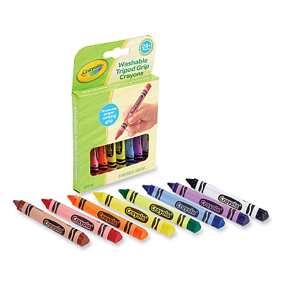 Crayola Washable Tripod Grip Crayons, Assorted Colors, 8/Pack (CYO811460)