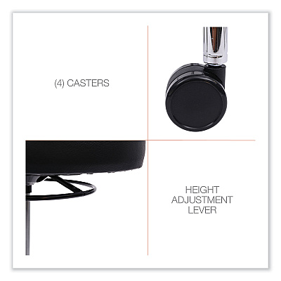 Alera HL Series Height-Adjustable Utility Stool, Backless, Supports Up to 300 lb, 24" Seat Height, Black Seat, Chrome Base (ALECS614)