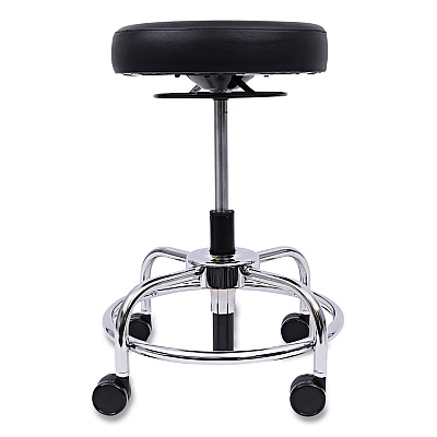 Alera HL Series Height-Adjustable Utility Stool, Backless, Supports Up to 300 lb, 24" Seat Height, Black Seat, Chrome Base (ALECS614)
