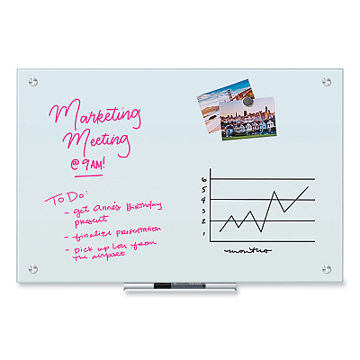 U Brands Glass Dry Erase Board, 35 x 23, White Surface (UBR2298U0001)