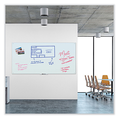 U Brands Glass Dry Erase Board, 96 x 47, White Surface (UBR4148U0001)