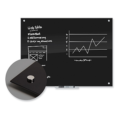 U Brands Black Glass Dry Erase Board, 35 x 23, Black Surface (UBR170U0001)
