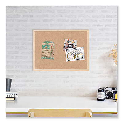 U Brands Cork Bulletin Board, 70 x 47, Tan Surface, Birch Wood Frame (UBR2872U0001)