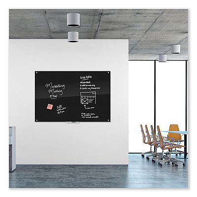 U Brands Black Glass Dry Erase Board, 70 x 47, Black Surface (UBR173U0001)