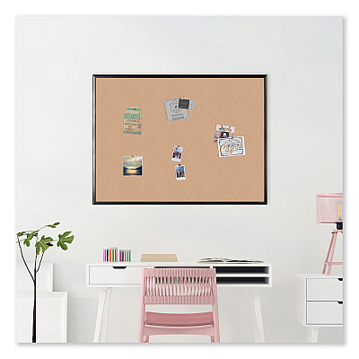 U Brands Cork Bulletin Board with Black Aluminum Frame, 47 x 35, Tan Surface (UBR050U0001)