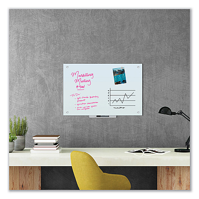 U Brands Glass Dry Erase Board, 35 x 23, White Surface (UBR2298U0001)