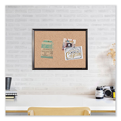 U Brands Cork Bulletin Board with Black Aluminum Frame, 70 x 47, Tan Surface (UBR2882U0001)