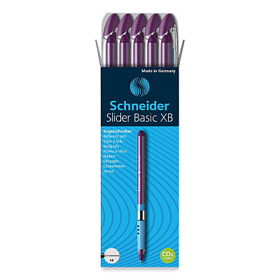 Schneider Slider Basic Ballpoint Pen, Stick, Extra-Bold 1.4 mm, Violet Ink, Violet Barrel, 10/Box (RED151208)