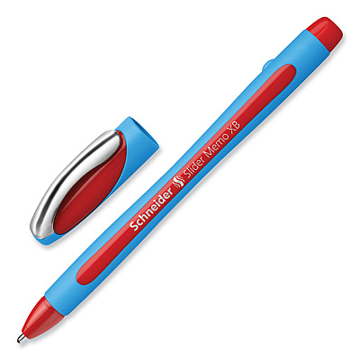 Schneider Slider Memo XB Ballpoint Pen, Stick, Extra-Bold 1.4 mm, Red Ink, Red/Light Blue Barrel, 10/Box (RED150202)